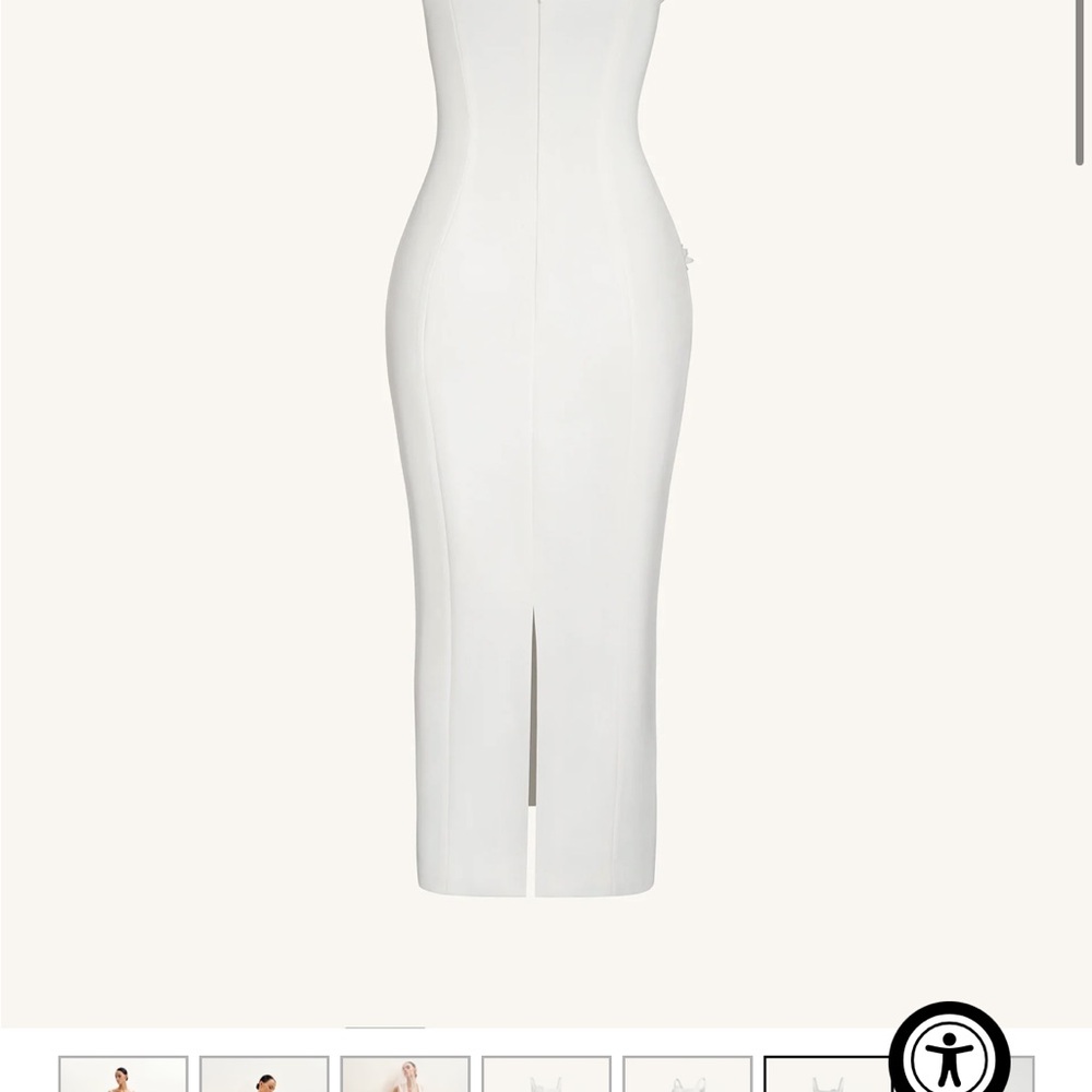 JW PEI Cream Midi Dress with 3D Floral Appliqués - Picture 5 of 9